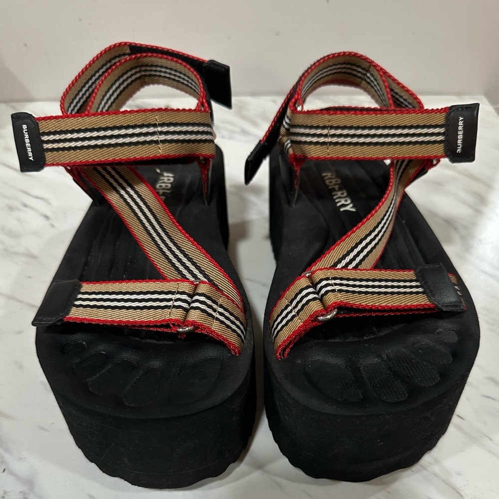 Burberry Beige Icon Stripe Platform Sandal